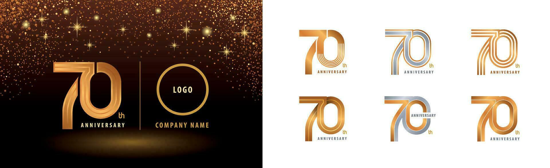 uppsättning av 70:e årsdag logotyp design, sjuttio år årsdag firande vektor