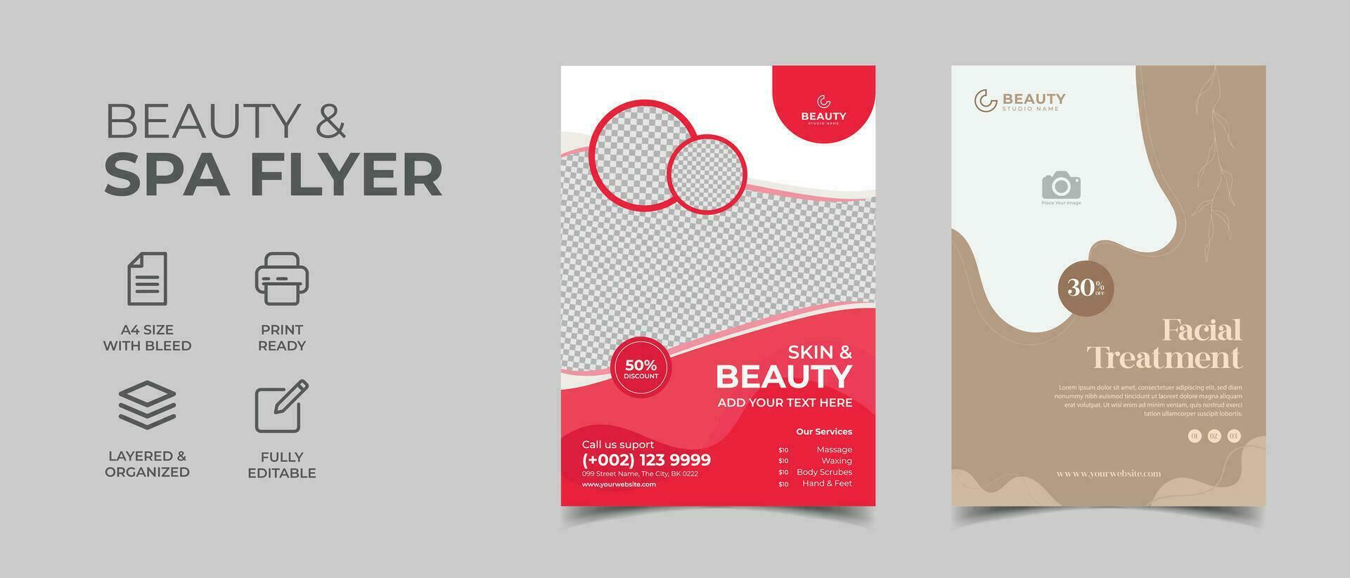 kreativ Schönheit Hautpflege und Spa Center Flyer Flugblatt Poster Design Vorlage vektor