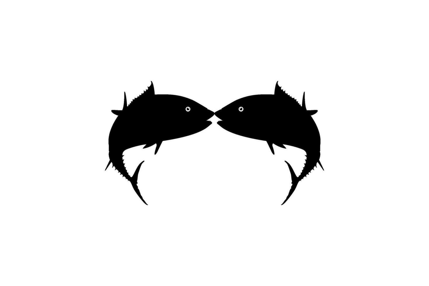 Paar von das Thunfisch Fisch Silhouette, können verwenden zum Logo Typ, Kunst Illustration, Piktogramm, Webseite oder Grafik Design Element. Vektor Illustration