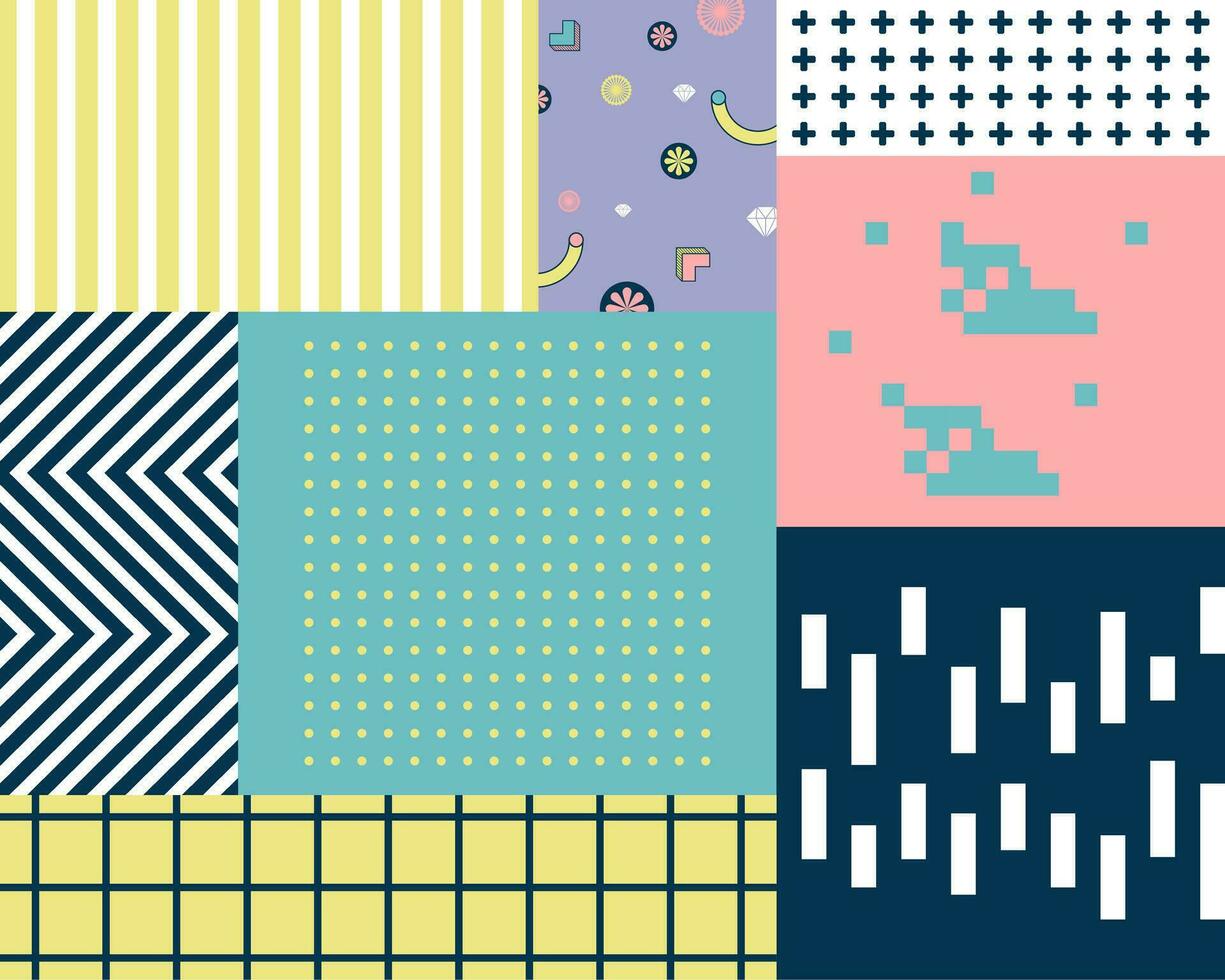 Memphis Hintergrund Muster Illustration Vektor abstrakt geometrisch Streifen Linie Jahrgang retro Textil- Stoff druckbar.