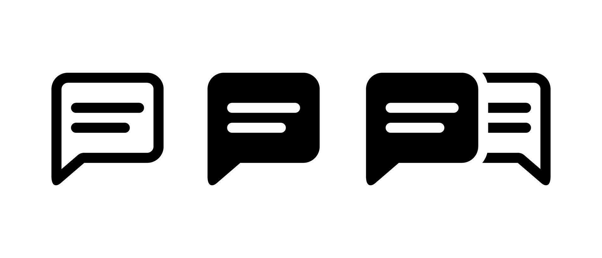 fyrkant minimalistisk och modern Tal bubbla chatt linje ikon uppsättning vektor