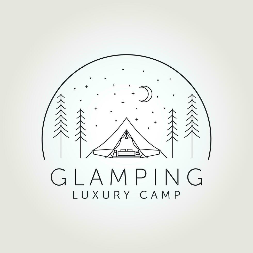 Glamping Erholung Logo Linie Kunst Vektor Illustration Design