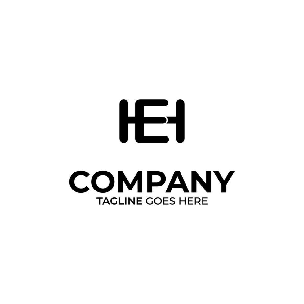 Initiale h und e Beschriftung Logo Design vektor