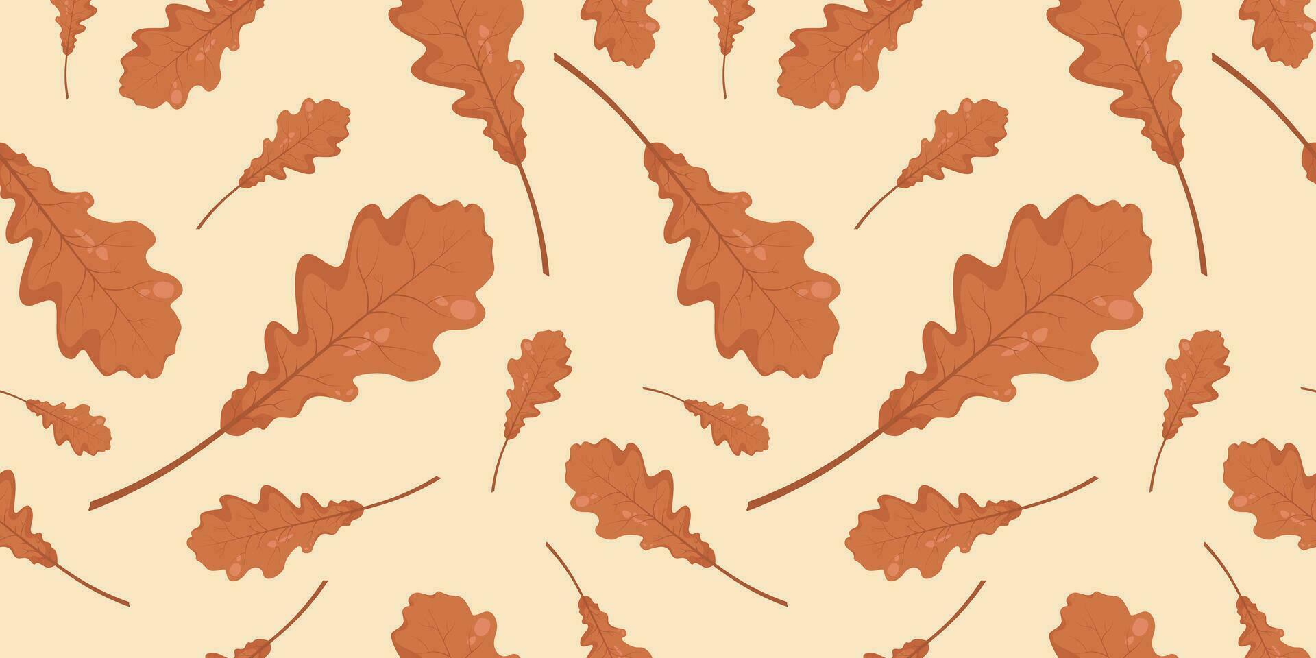 nahtlos Muster mit Herbst fallen braun, orange, rot Eiche Blätter. perfekt zum Hintergrund, Verpackung Papier, Netz Websites, Hintergrund, Sozial Medien, Blog, Präsentation und Gruß Karten. vektor