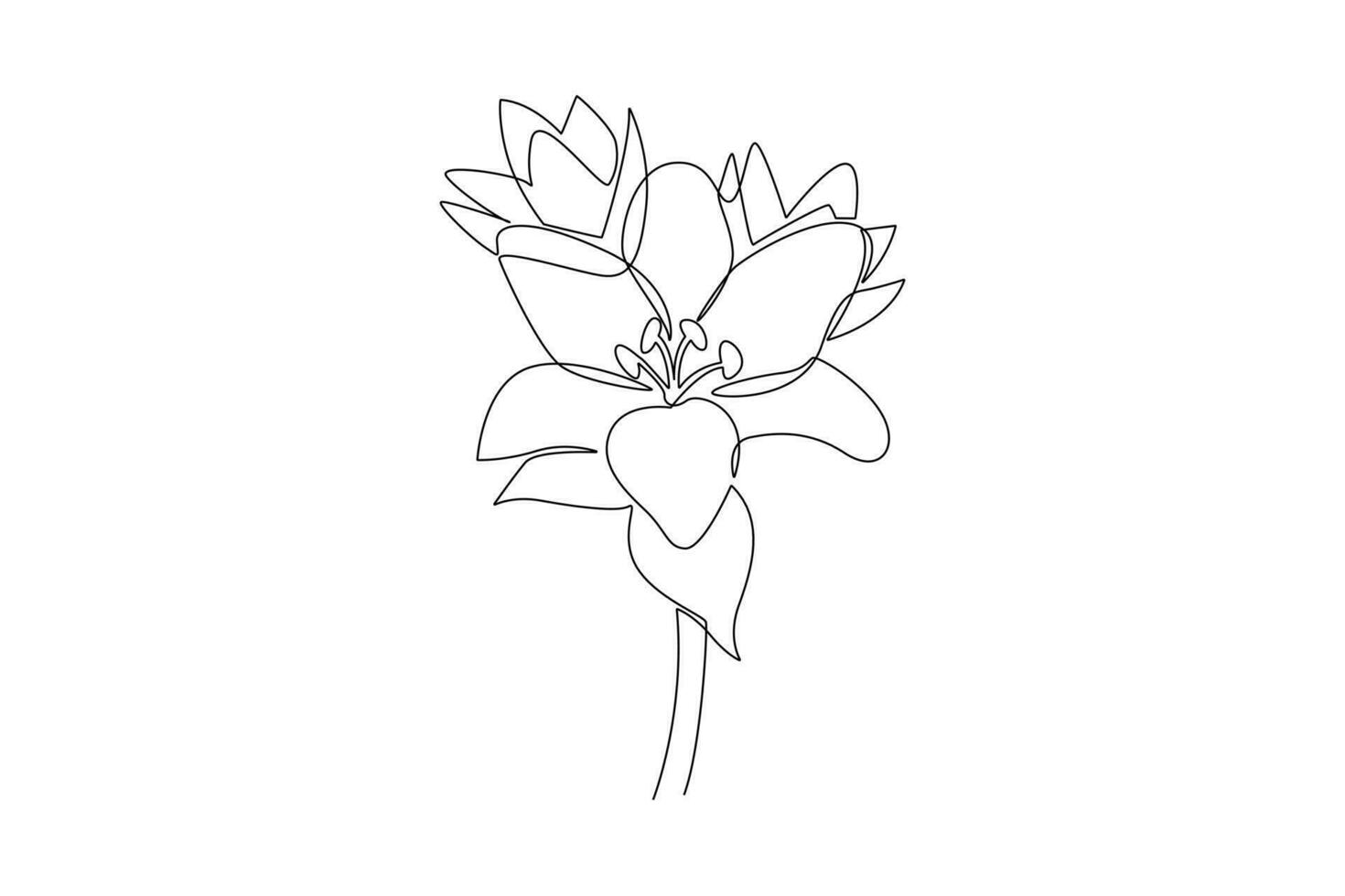 ett kontinuerlig linje teckning av flerfärgad blomning blommor begrepp. klotter vektor illustration i enkel linjär stil.