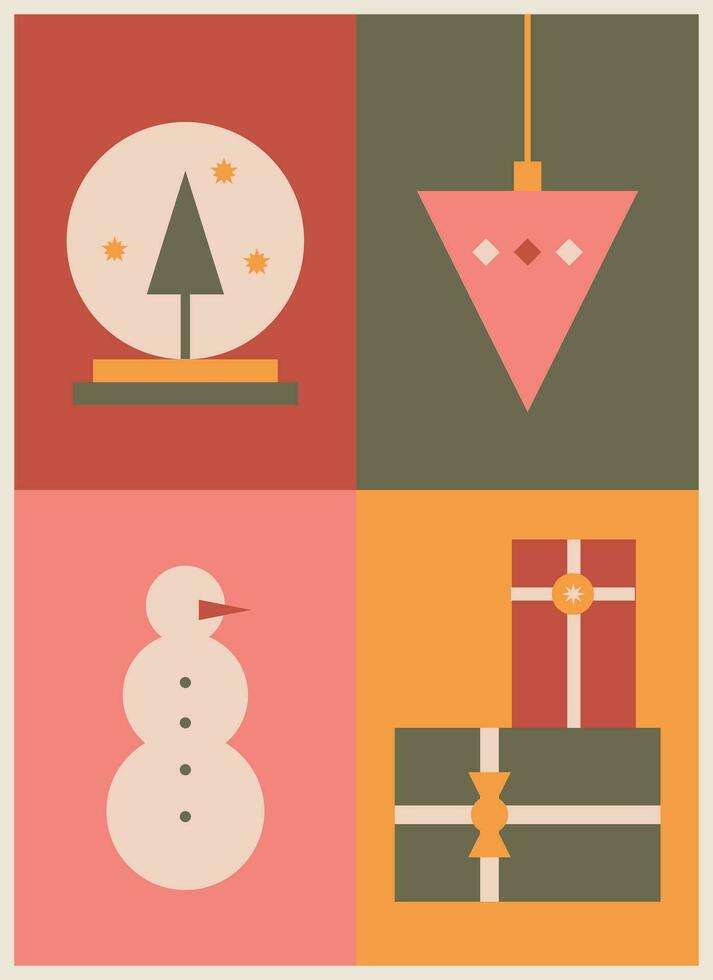 geometrisch abstrakt retro Weihnachten Karte vektor