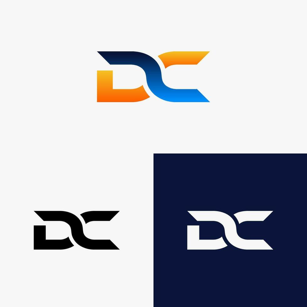 dc första logotyp med färgrik lutning stil vektor