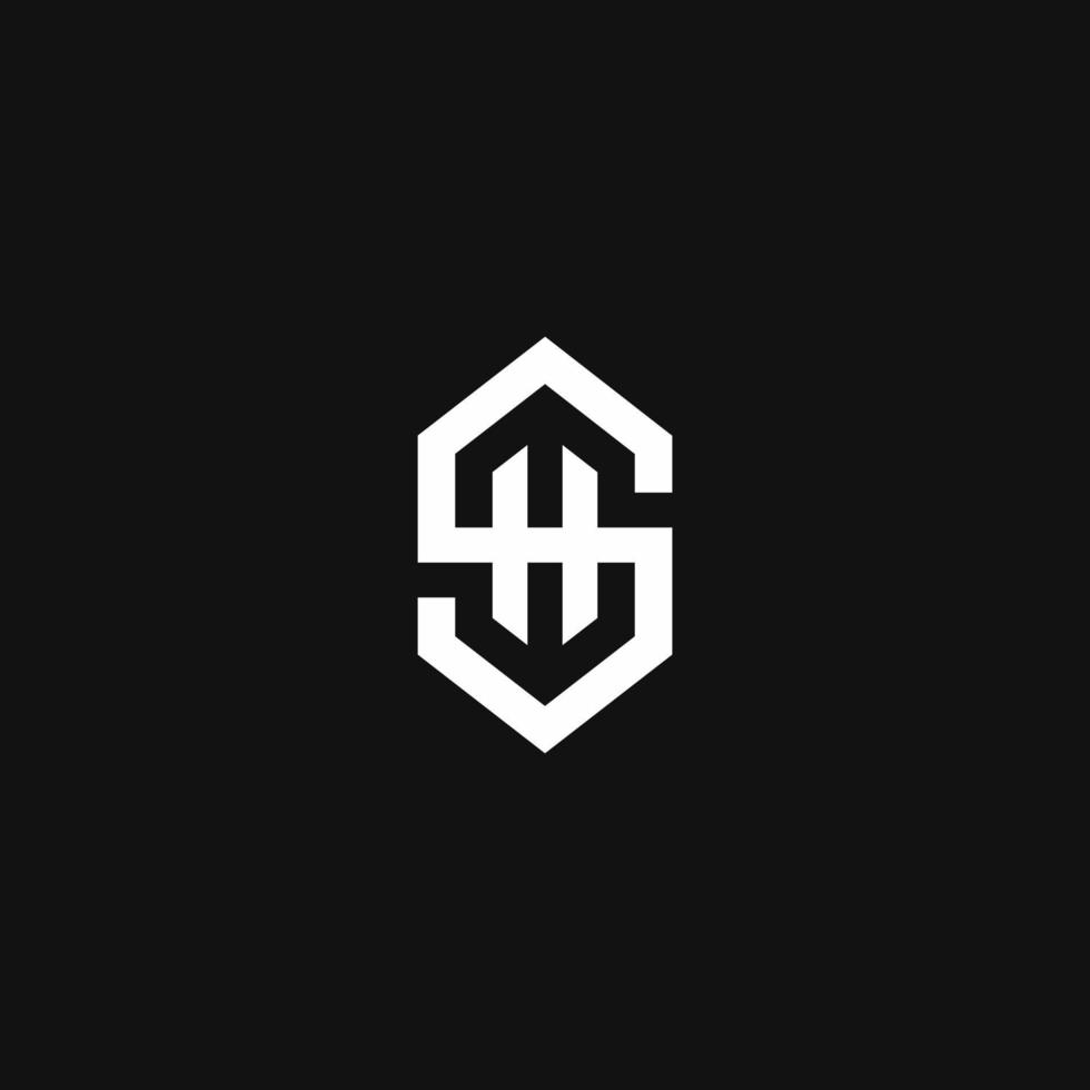 sh logotyp monogram modern designmall vektor