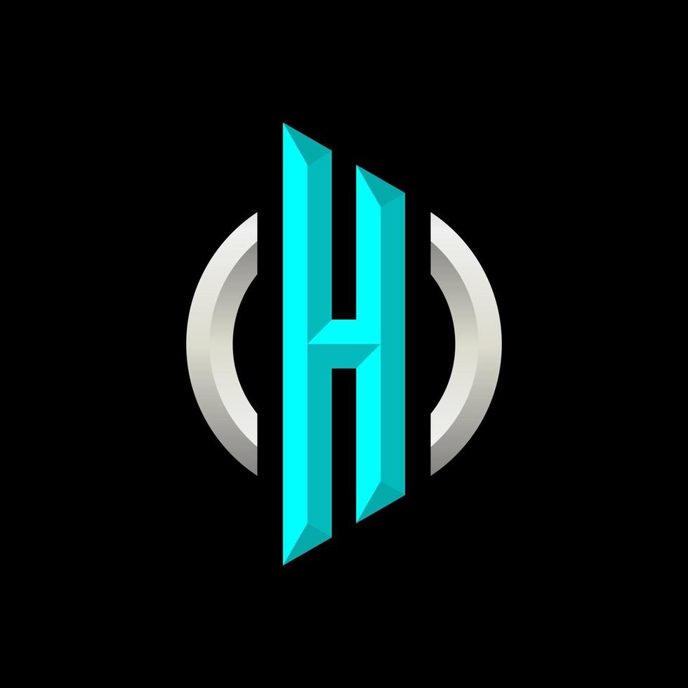 första h gaming esport logo design modern mall vektor