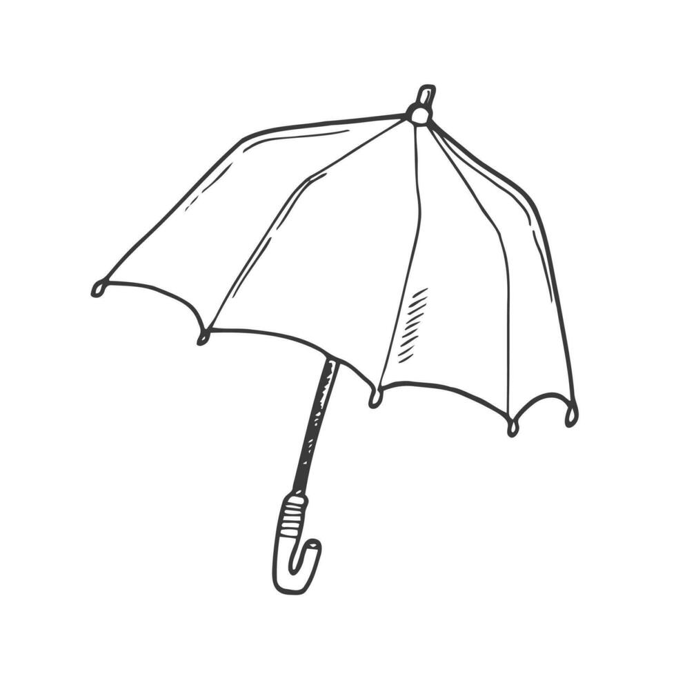 skiss av ett paraply på vit bakgrund vektor