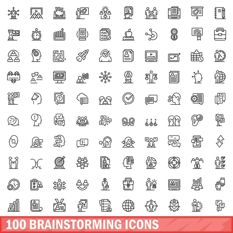 100 Brainstorming Symbole Satz, Gliederung Stil vektor