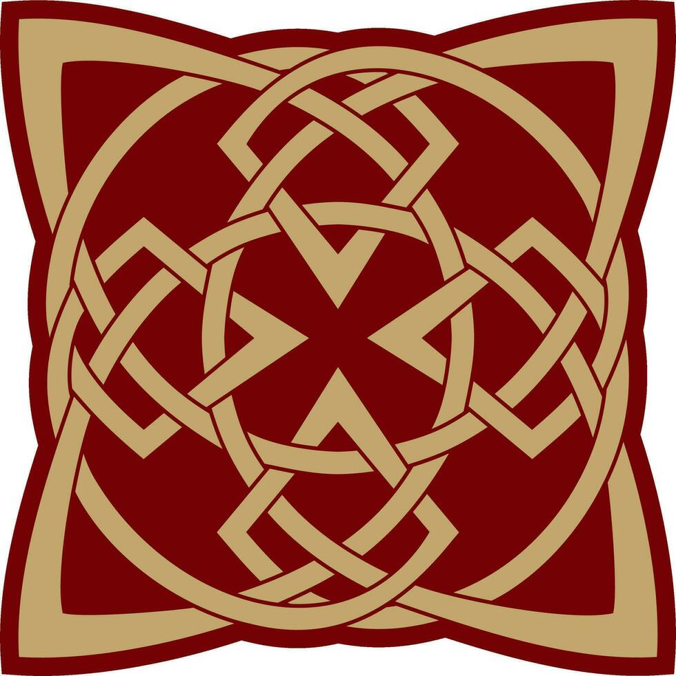 Vektor Gold und rot keltisch Knoten. Ornament von uralt europäisch Völker. das Zeichen und Symbol von das irisch, schottisch, Briten, Franken.