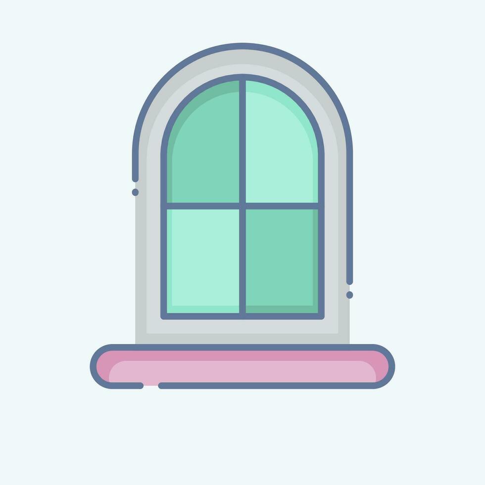 ikon fönster. relaterad till byggnad material symbol. klotter stil. enkel design redigerbar. enkel illustration vektor