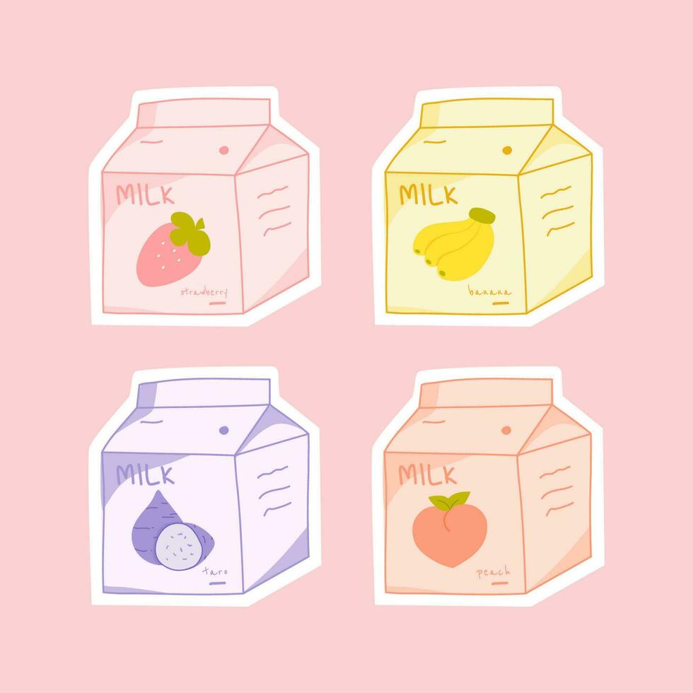 mit ...-Geschmack Koreanisch Milch Karton Vektor Illustrator Pack