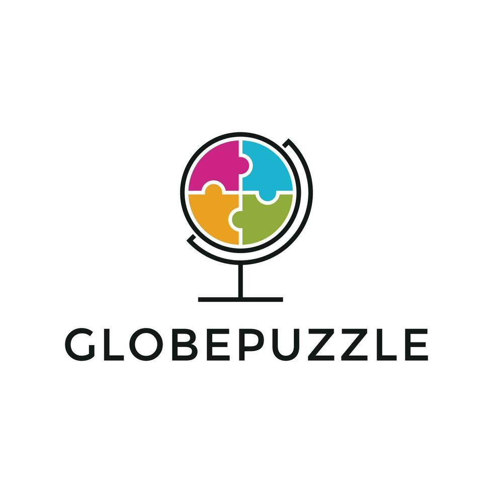 Globus Puzzle Logo Design Vektor Vorlage