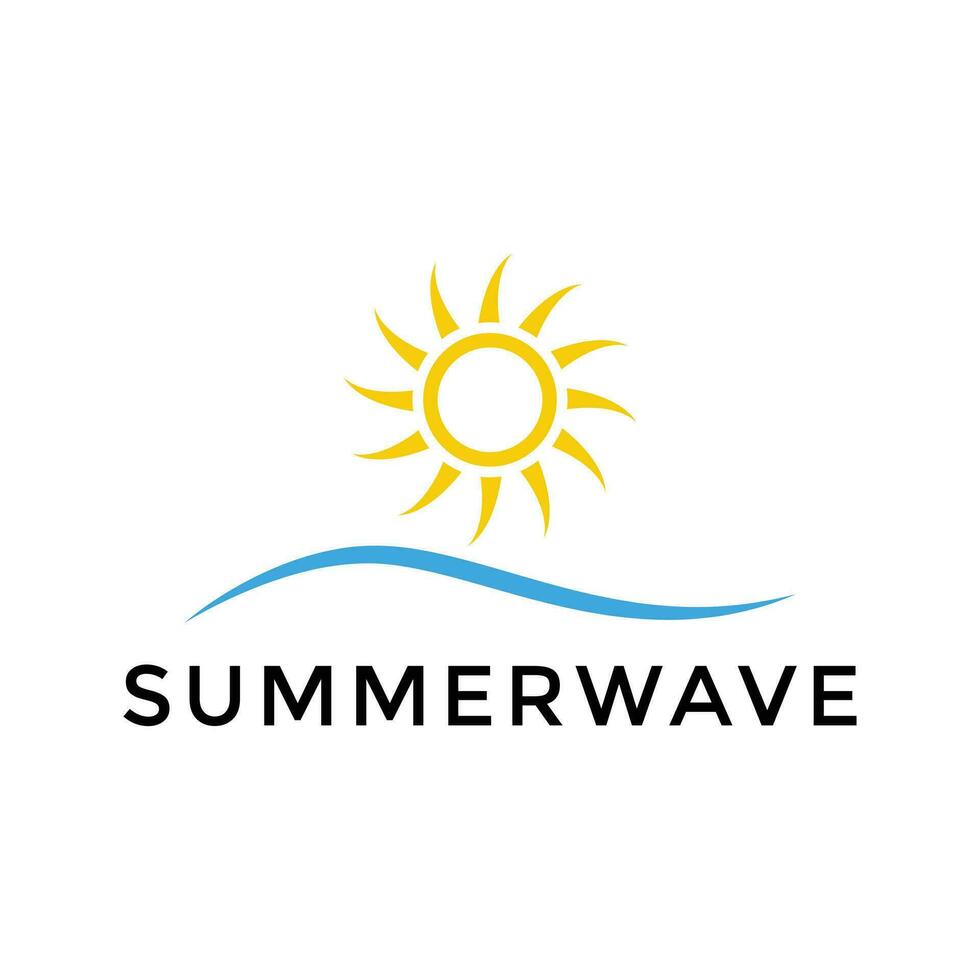 einfach Sommer- Welle mit Sonne Logo Design vektor