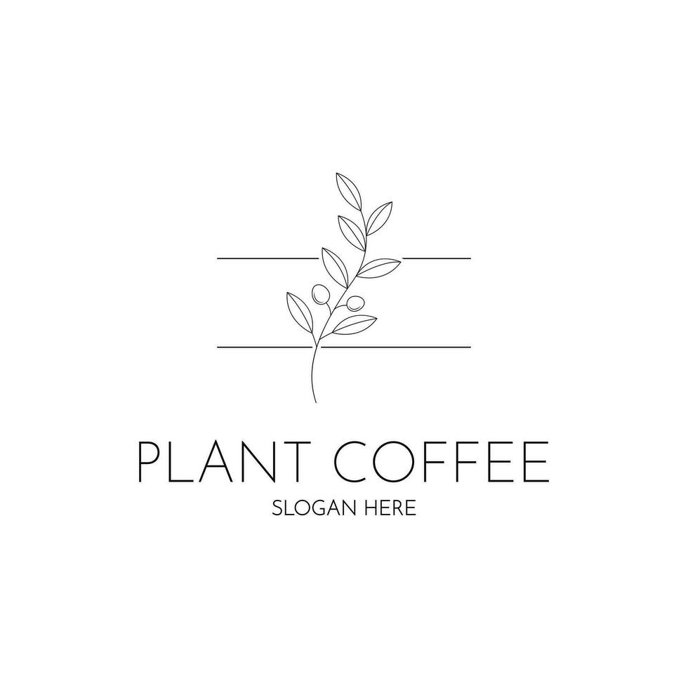 Pflanze Kaffee Logo Design Linie Stil vektor