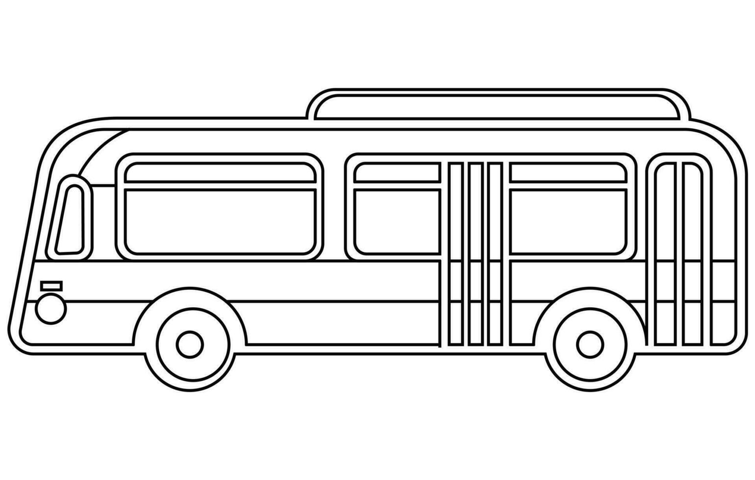 stad buss. redigerbar översikt skiss ikon, buss körning på väg vektor illustration i linje konst stil