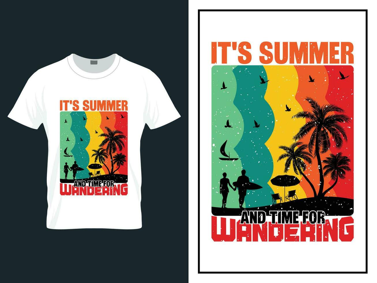 sommar tid strand t-shirt design vektor illustration, vektor sommar dag t skjorta design