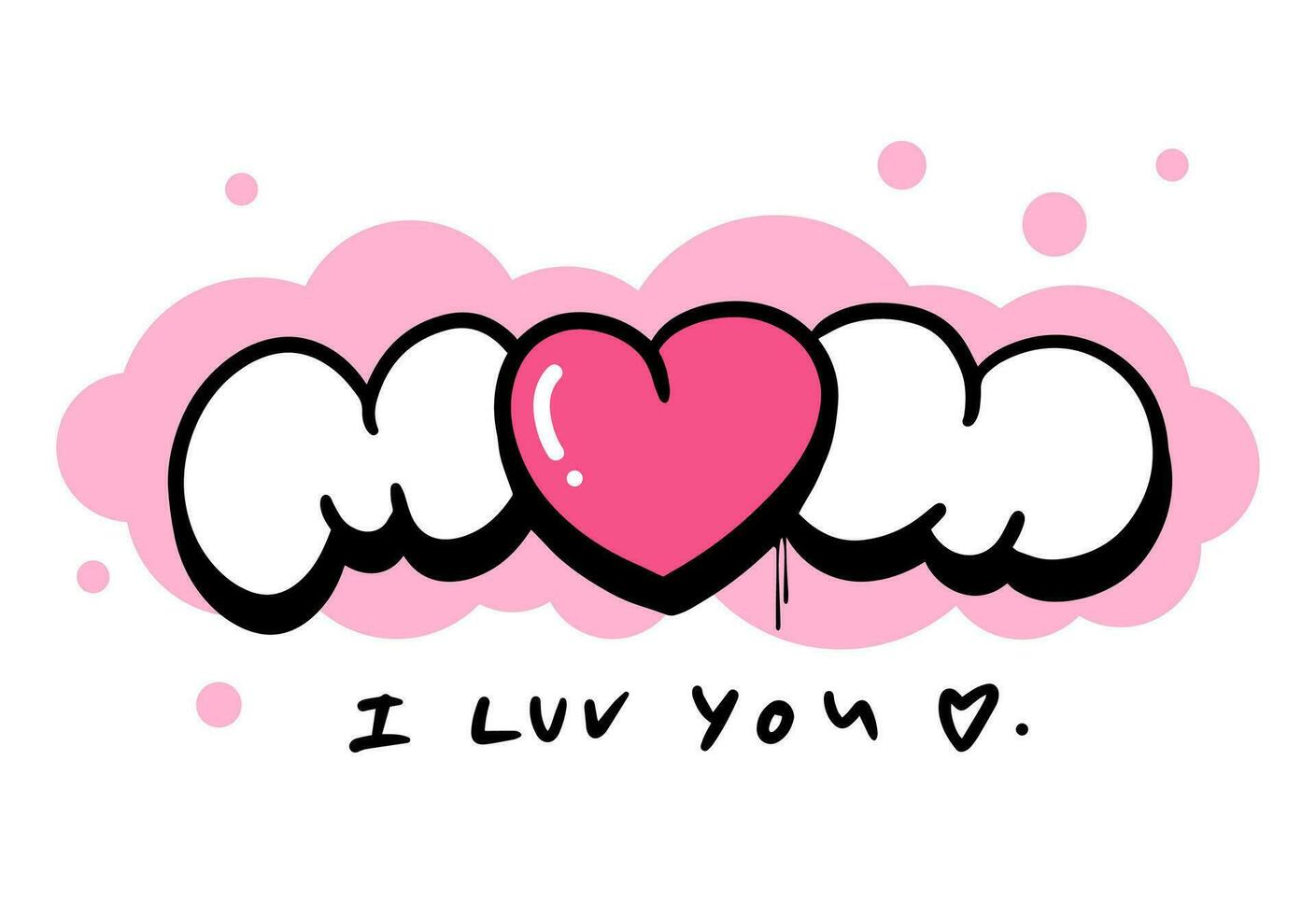 mamma jag kärlek du vektor design med hjärta och kalligrafi fras. graffiti bubbla stil. mödrar dag hälsning kort med ord av kärlek och uppskattning för kvinna förälder. t-shirt begrepp skriva ut