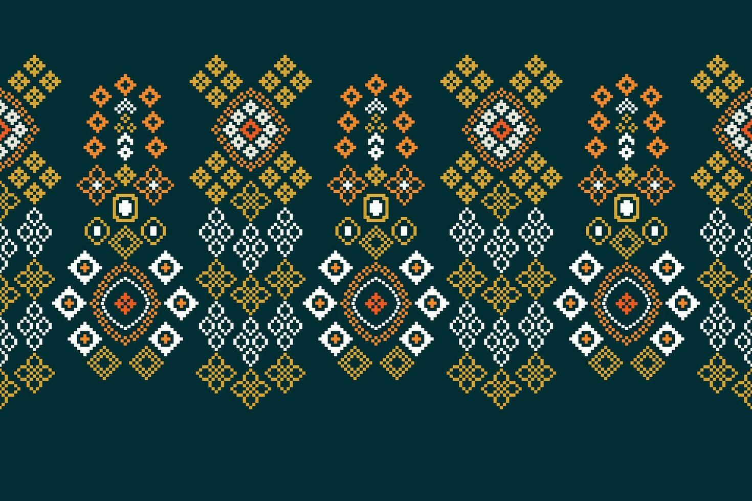 ethnisch geometrisch Stoff Muster Kreuz Stich.ikat Stickerei ethnisch orientalisch Pixel Muster Blau Hintergrund. abstrakt, vektor, illustration. Textur, Kleidung, Rahmen, Dekoration, Motive, Seide Hintergrund. vektor