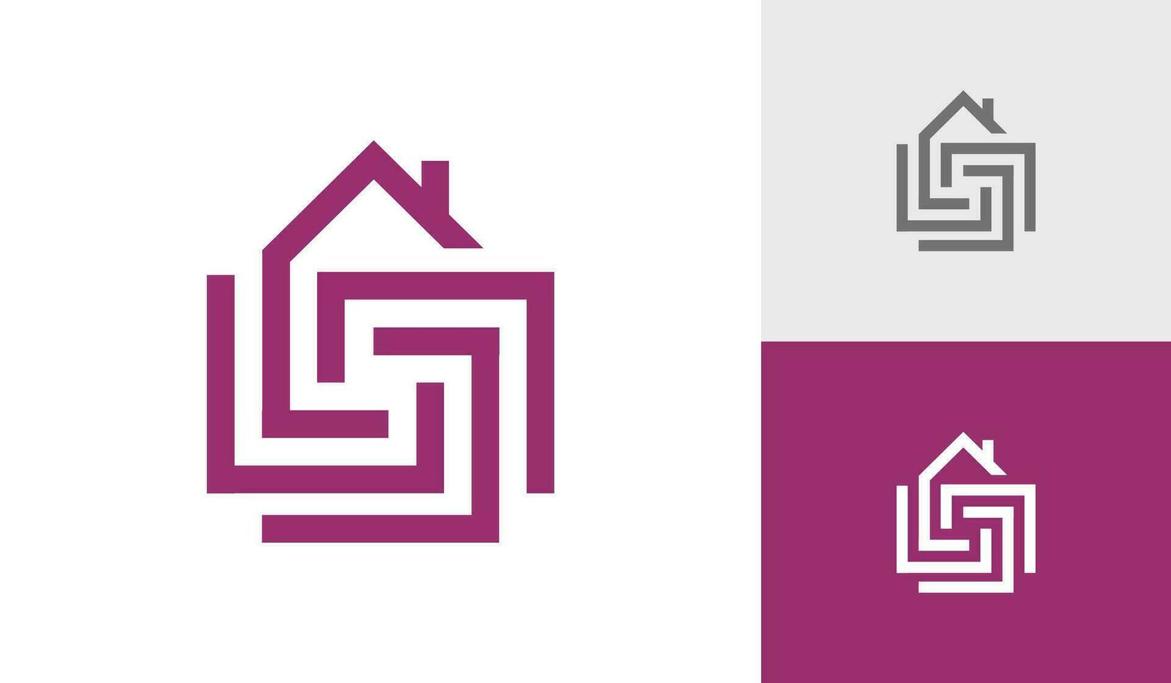 abstrakt geometrisch Haus Innere Logo Design vektor