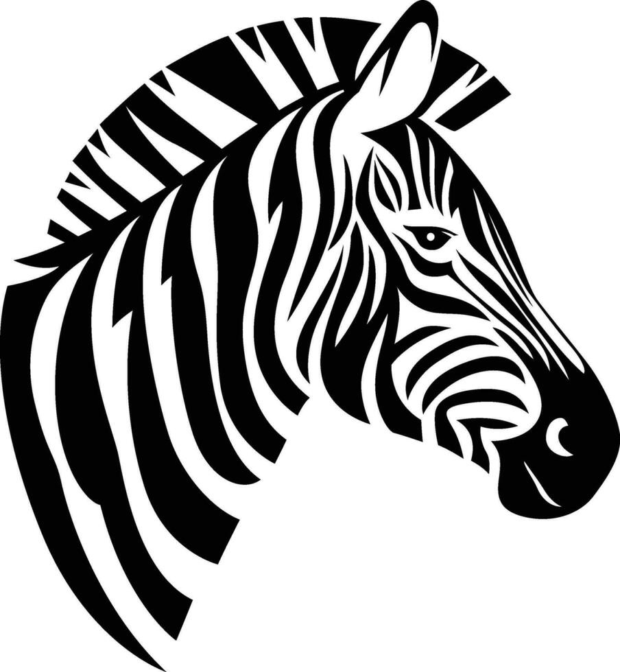 Zebra Kopf Logo Vektor , Berg Zebra, verbreitet Zebra, Ebenen Zebra, burchells Zebra Logo schwarz und Weiß Lager Vektor Bild