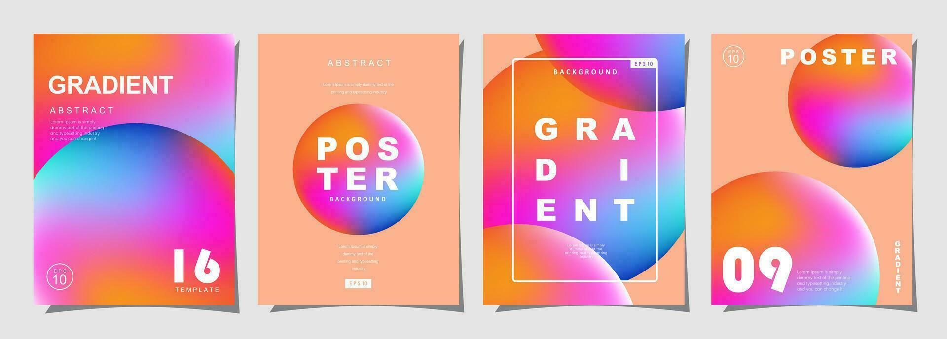 uppsättning av kreativ omslag eller posters begrepp i modern minimal stil för företags- identitet, varumärke, social media reklam, kampanj. cirkel design mall med dynamisk vätska lutning. vektor