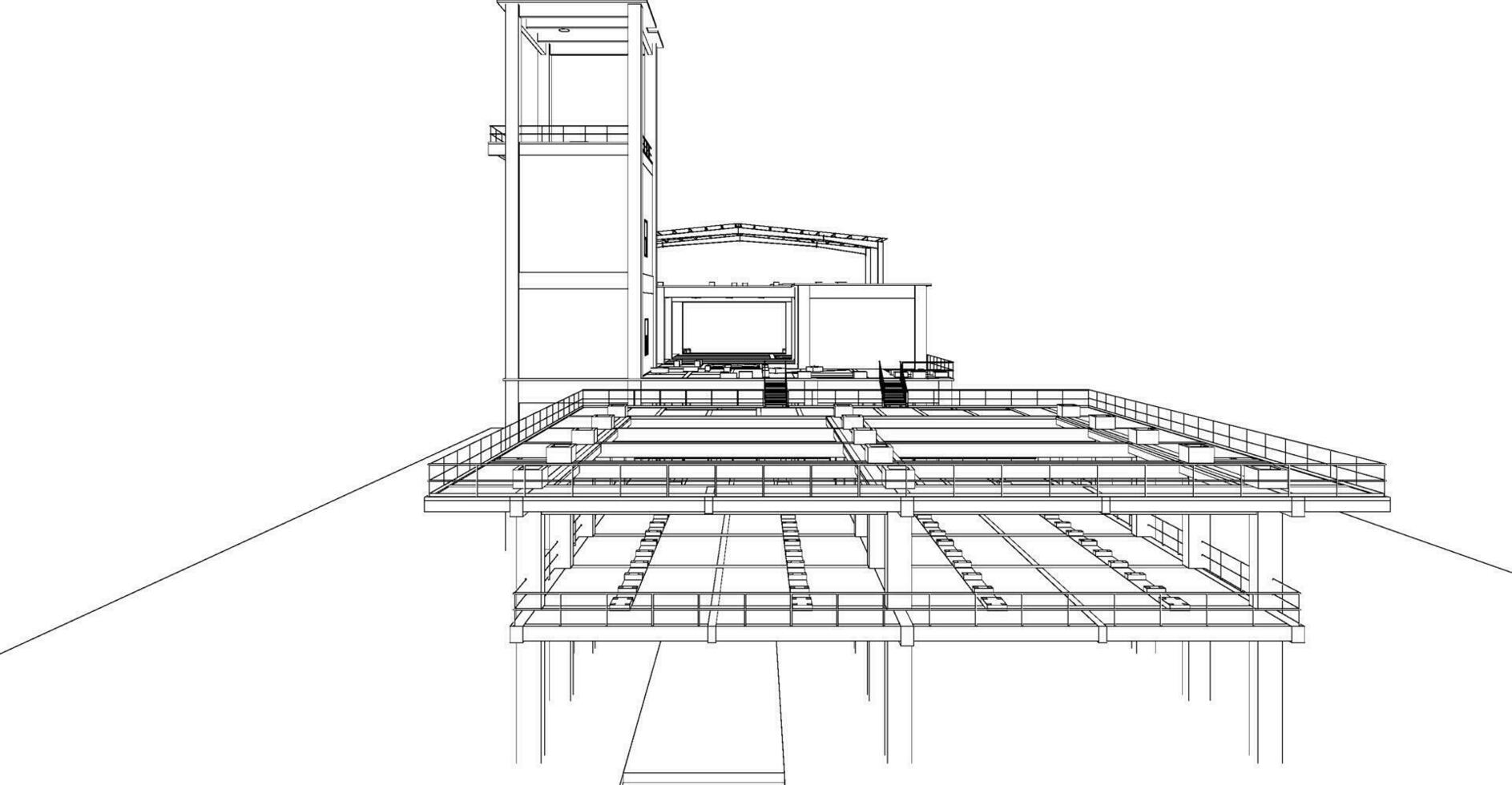 3d Illustration von industriell Gebäude vektor