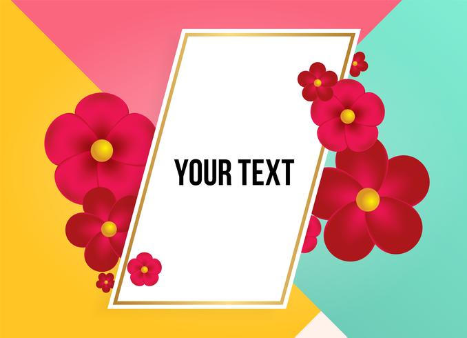 Textfeld mit schönen bunten Blumen. Vektor-Illustration vektor