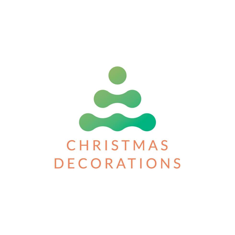 Vektor Logo Design Weihnachten Baum im das Stil von Metaball mit Text Weihnachten Dekorationen.