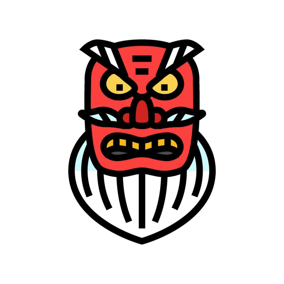 kagura dansa mask shintoismen Färg ikon vektor illustration