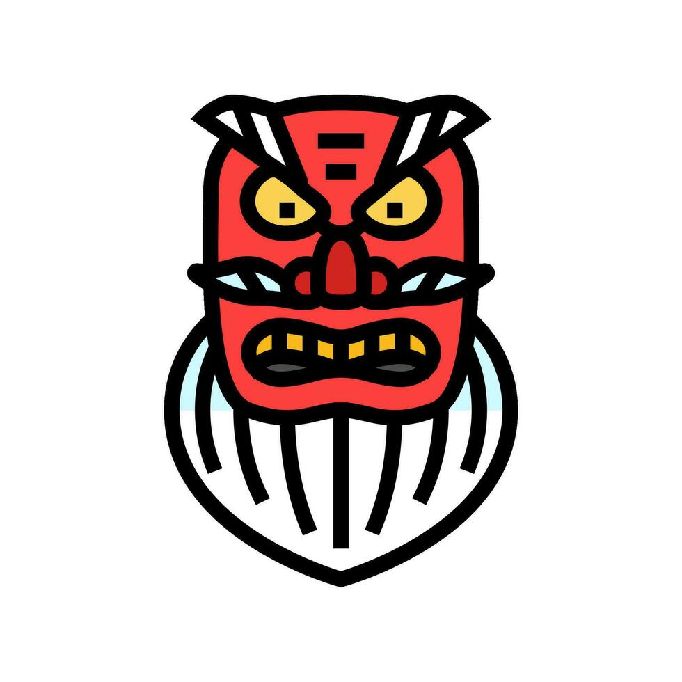 kagura tanzen Maske Schintoismus Farbe Symbol Vektor Illustration