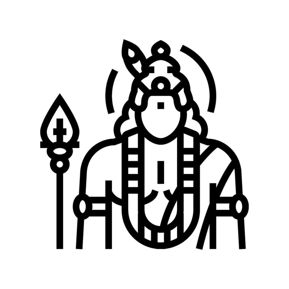kartikeya Gott indisch Linie Symbol Vektor Illustration