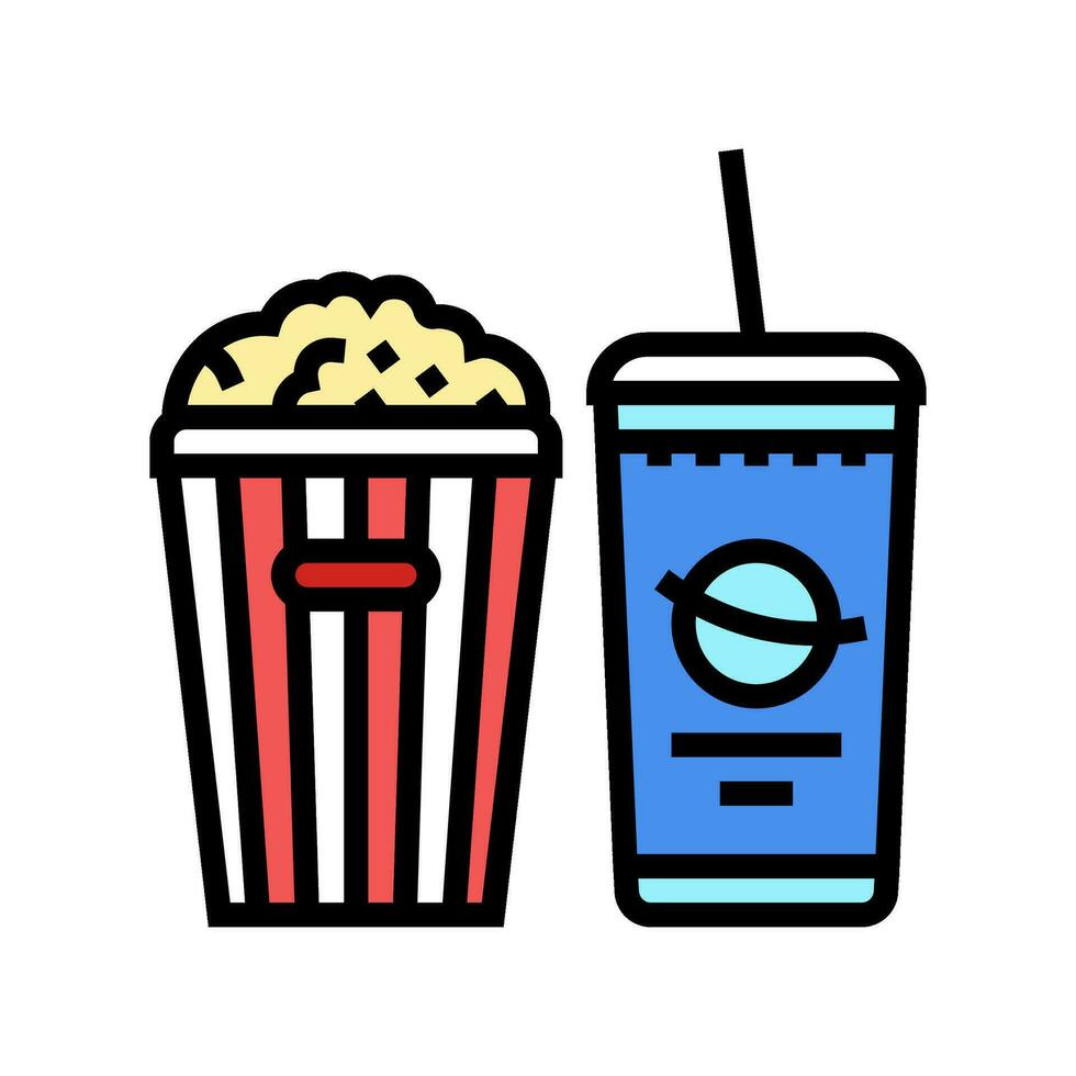 popcorn soda dryck Färg ikon vektor illustration