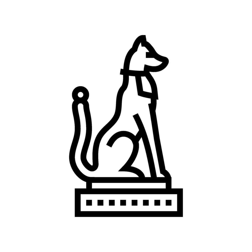 Inari Fuchs Statue Schintoismus Linie Symbol Vektor Illustration