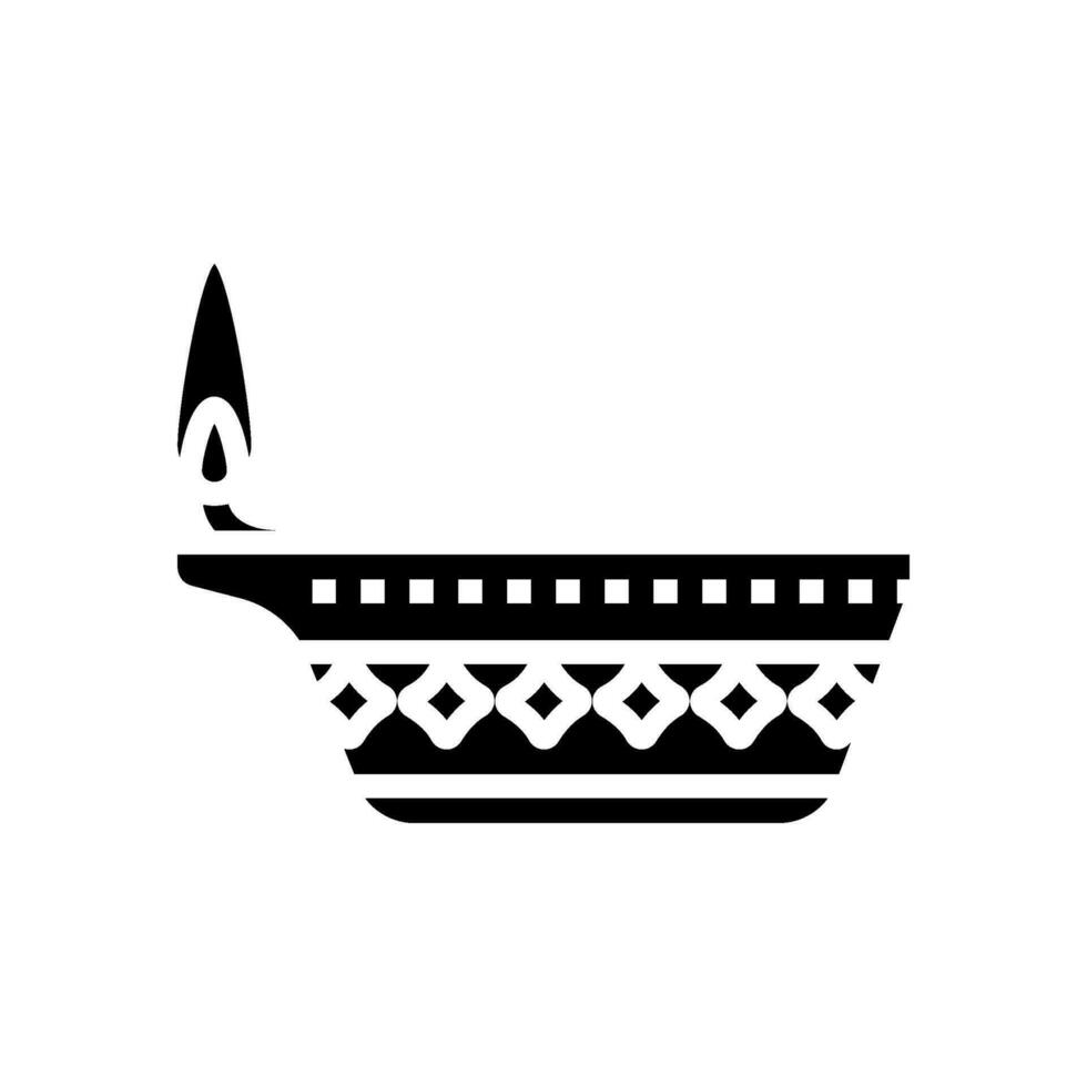diya lampa hinduism glyf ikon vektor illustration