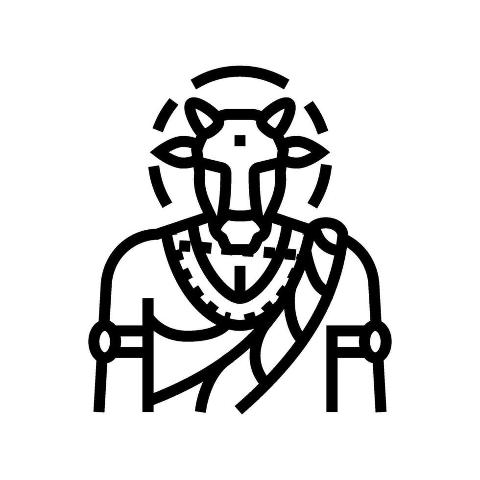 nandi Gud indisk linje ikon vektor illustration