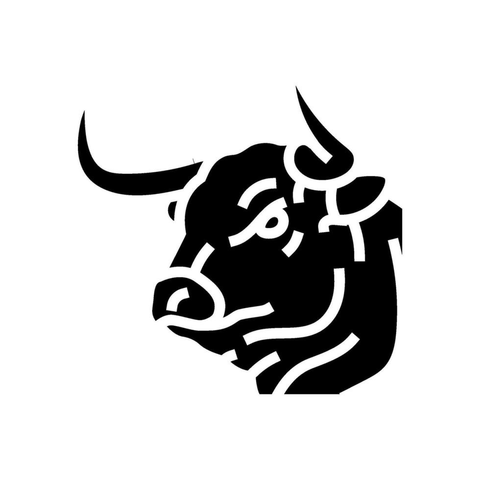 Stier Tier Kopf Glyphe Symbol Vektor Illustration