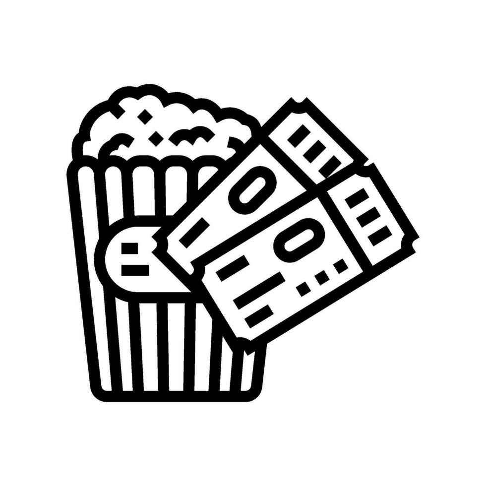 popcorn biljetter bio linje ikon vektor illustration