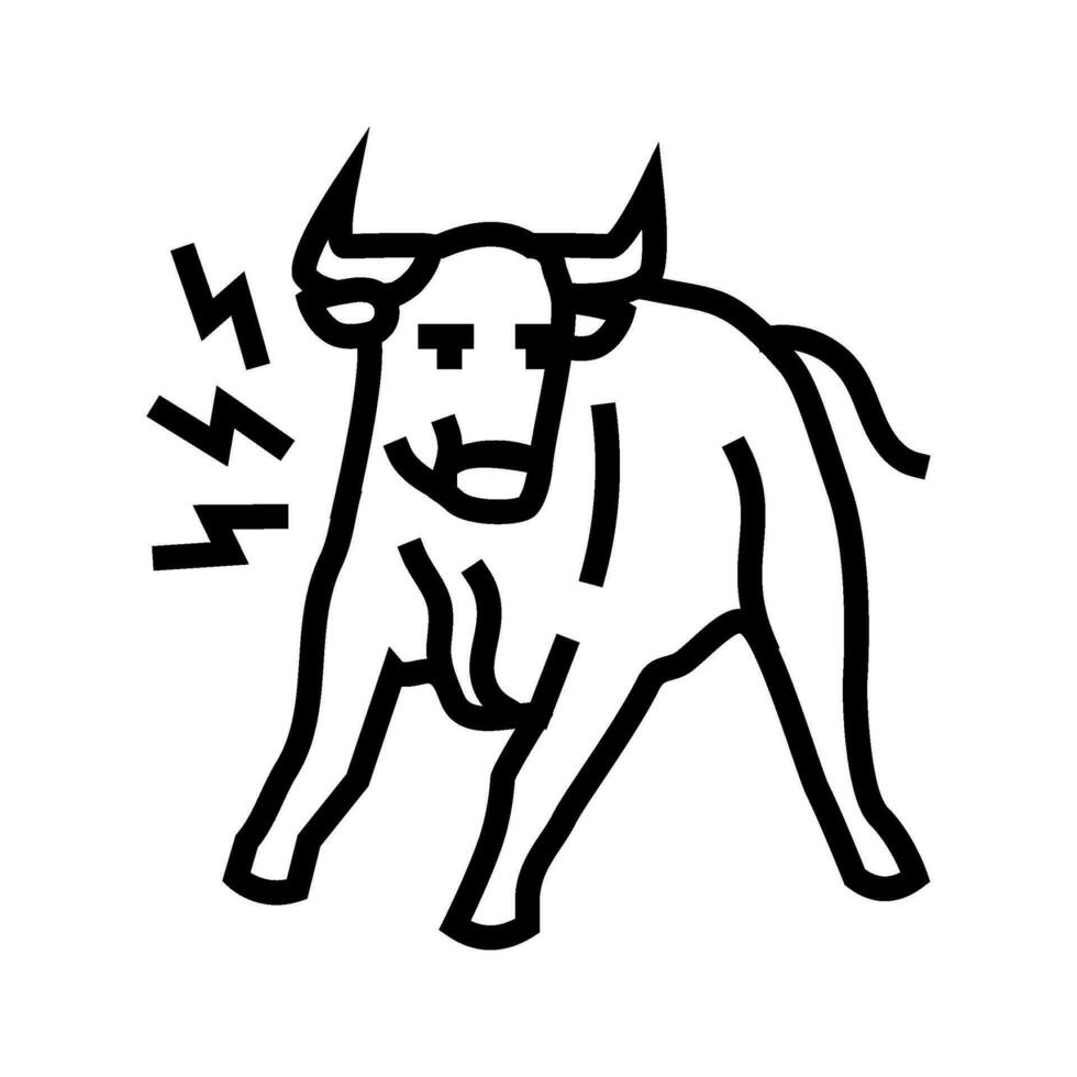 wütend Stier Tier Linie Symbol Vektor Illustration