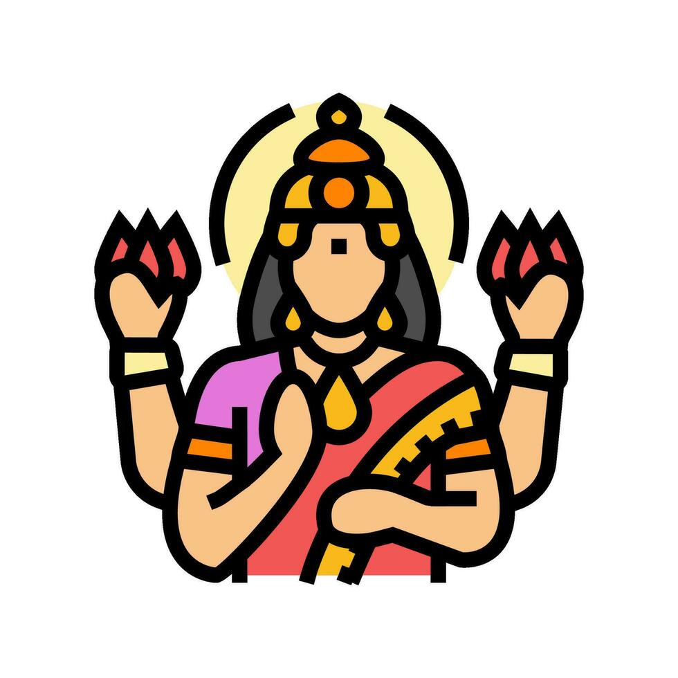 Lakshmi Gott indisch Farbe Symbol Vektor Illustration