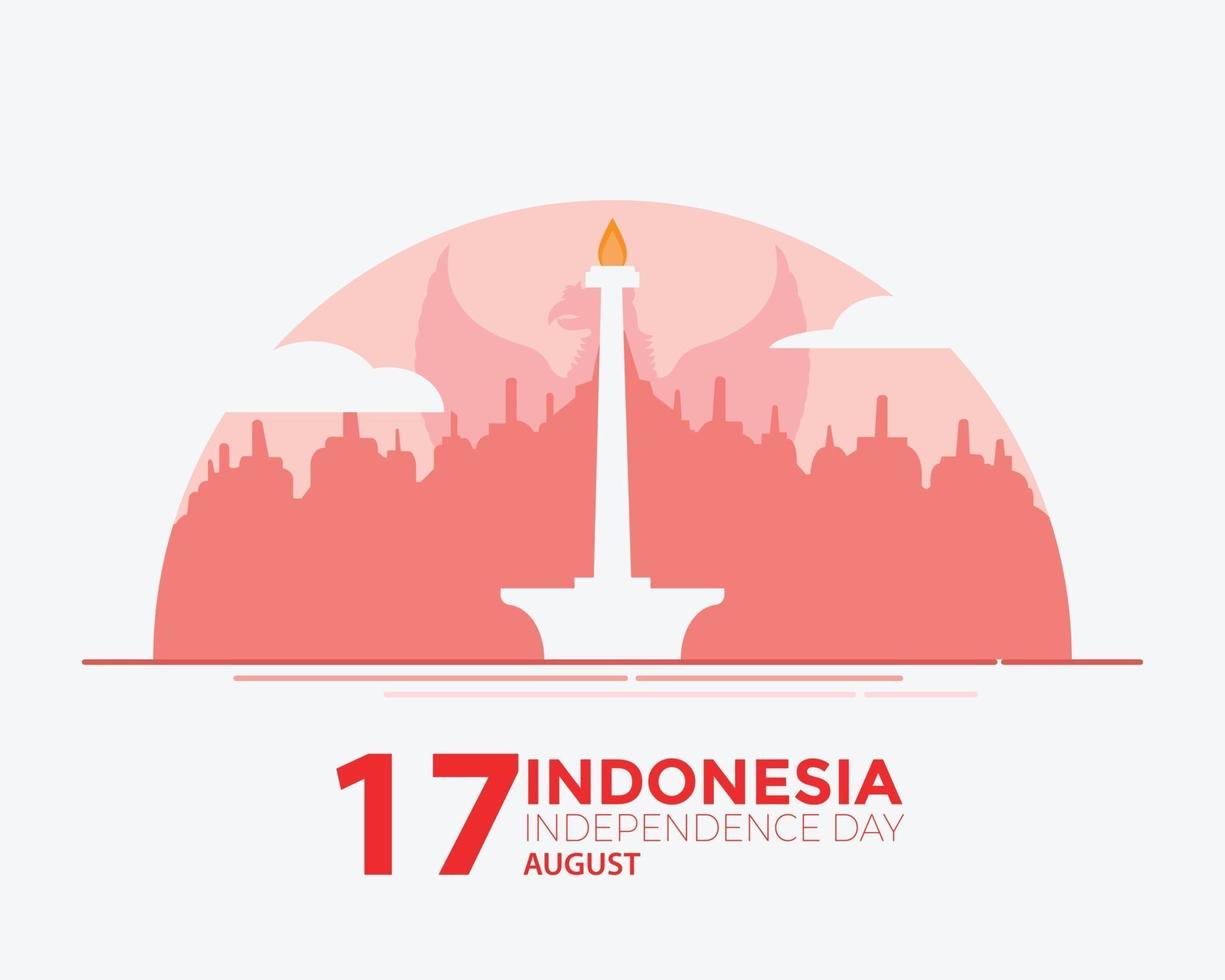 indonesien självständighetsdagen platt monas borobudur landskap vektor