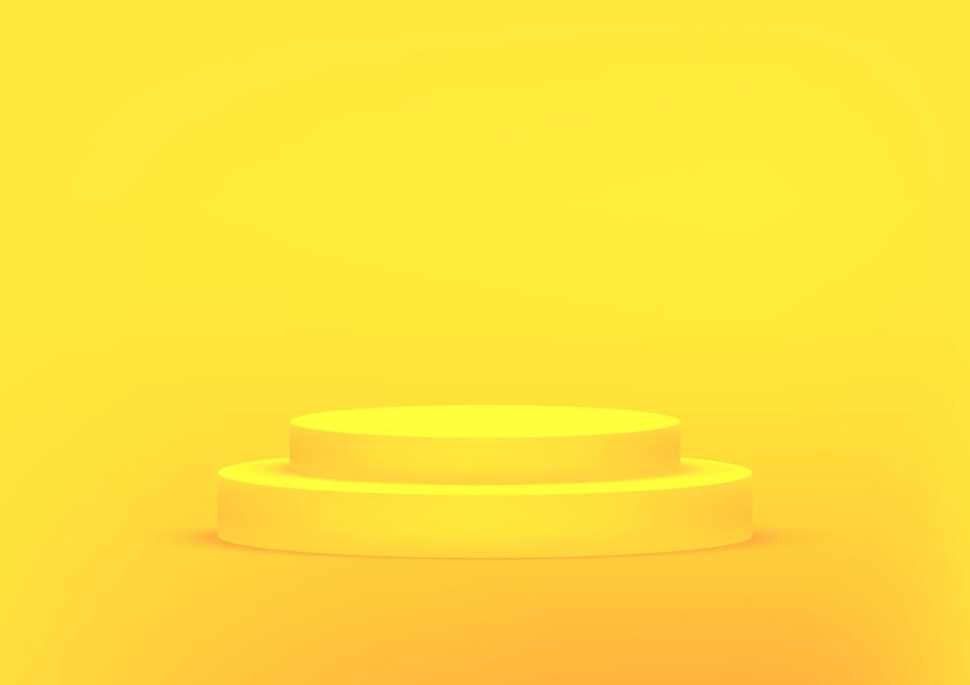 tom podiumstudio gul bakgrund för produktvisning med kopieringsutrymme. showroom shoot render. banner bakgrund för annonsera produkt. vektor