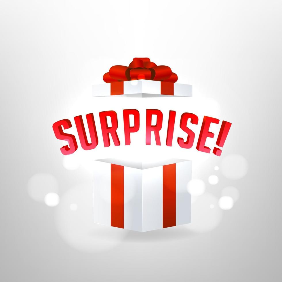 överraskning inuti öppen presentförpackningsmall. födelsedag överraskning och julklapp koncept. vektor