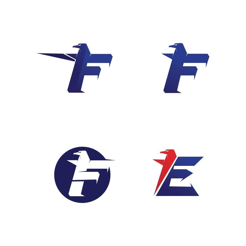 f und Falkenkopflogo schwarzes Flügellogosymbol für einen professionellen Designer vektor