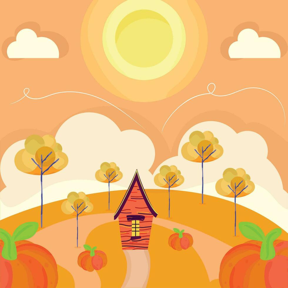 farbig Herbst saisonal Landschaft Aussicht Vektor Illustration