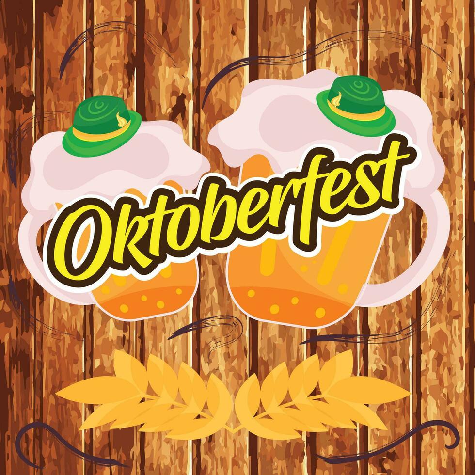 par av öl glasögon med tysk hattar oktoberfest affisch vektor illustration