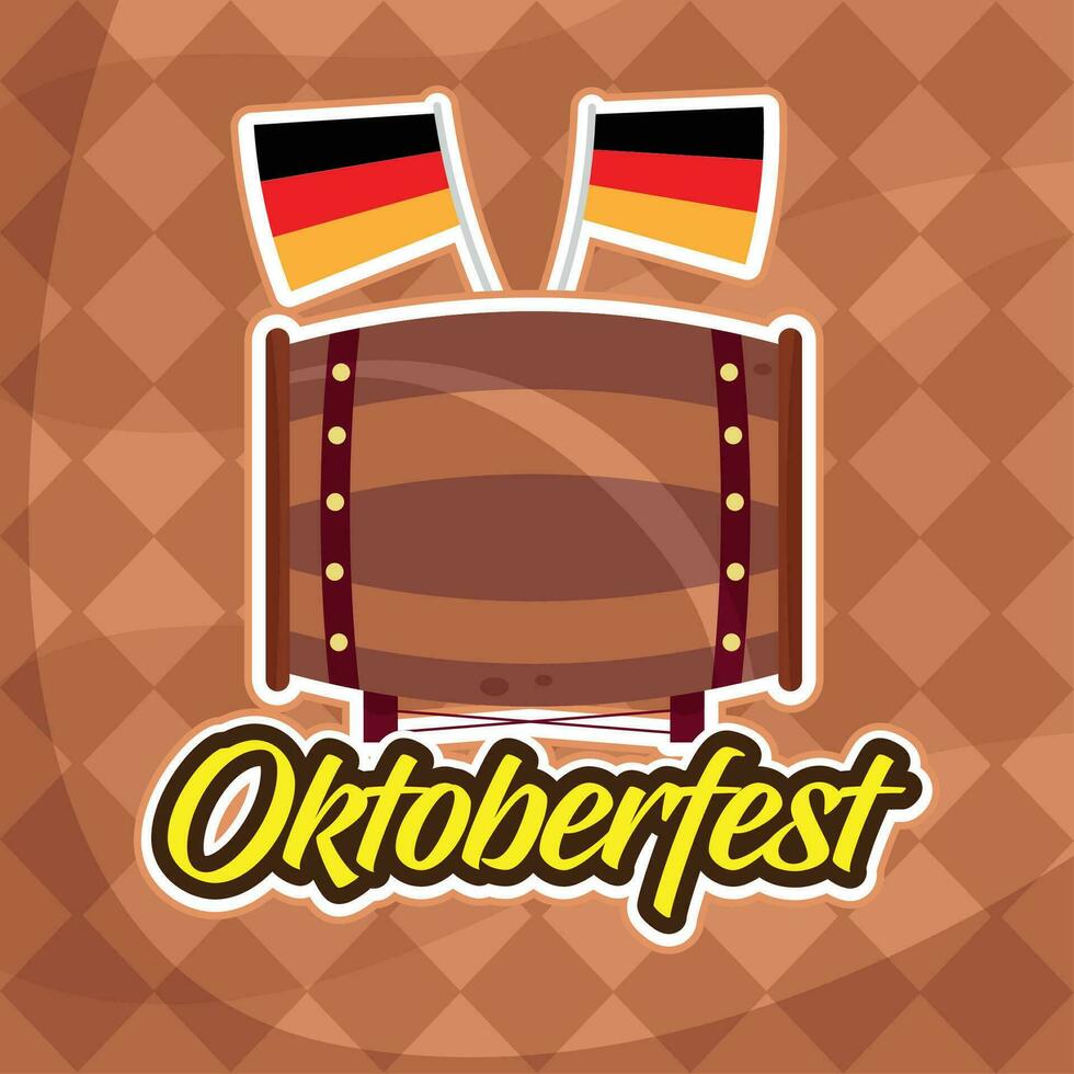 Bier Fass mit ein Paar von Flaggen von Deutschland Oktoberfest Vektor Illustration