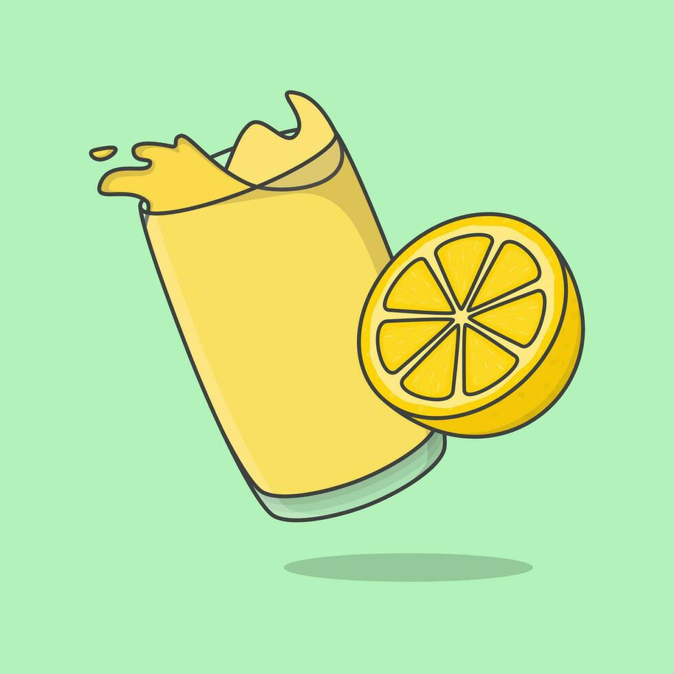 Zitrone Saft Karikatur Vektor Illustration. frisch Zitrone Saft eben Symbol Gliederung